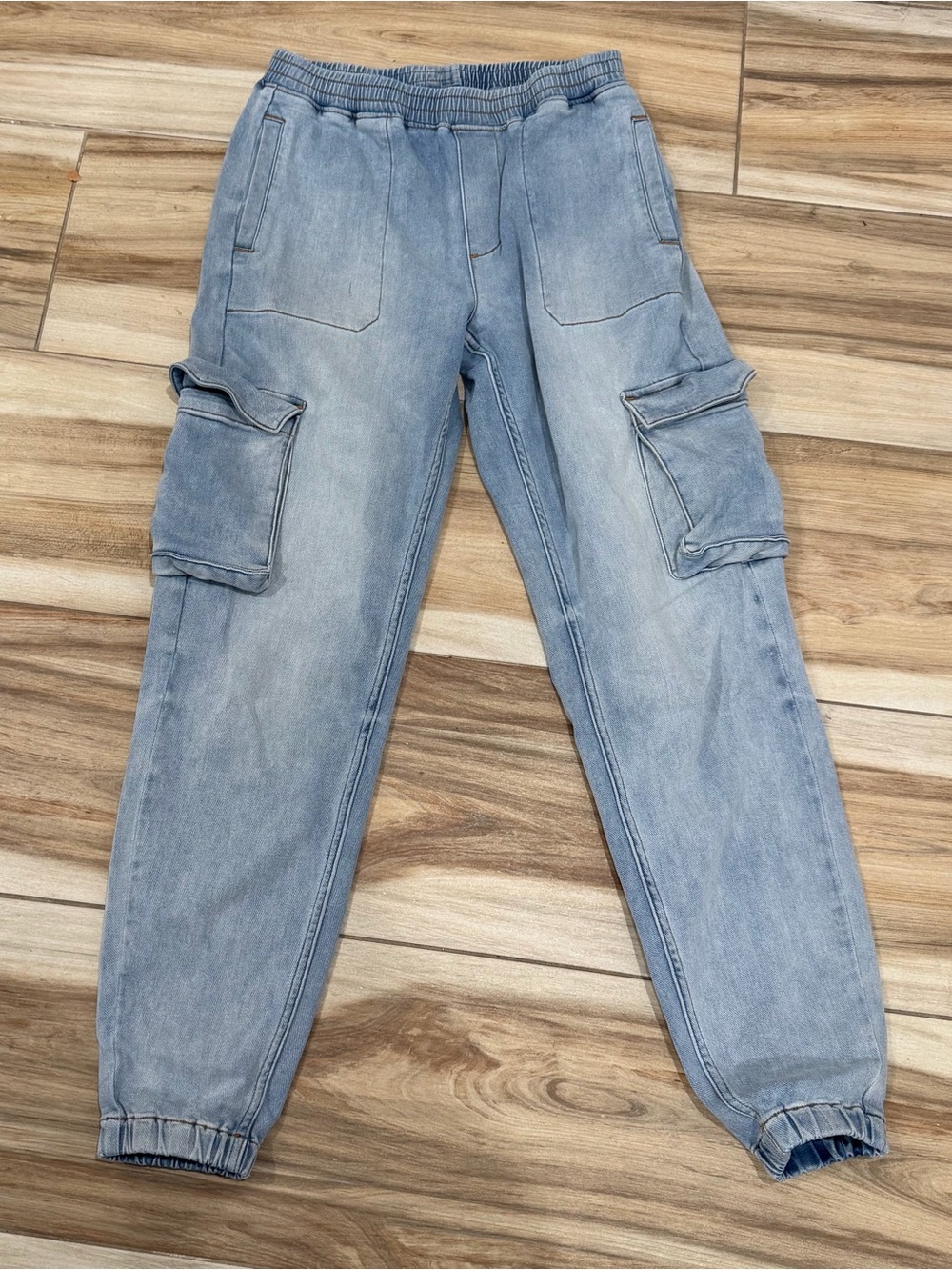 SER.O.YA Light Blue Cargo Jogger Jeans